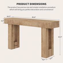 63" Long Console Table For Entryway, Rectangular Wooden Side Table For Behind The Sofa, Farmhouse Style Entry Table For Entryway, Hallway Or Living Room. - 駝色 - 查看 3