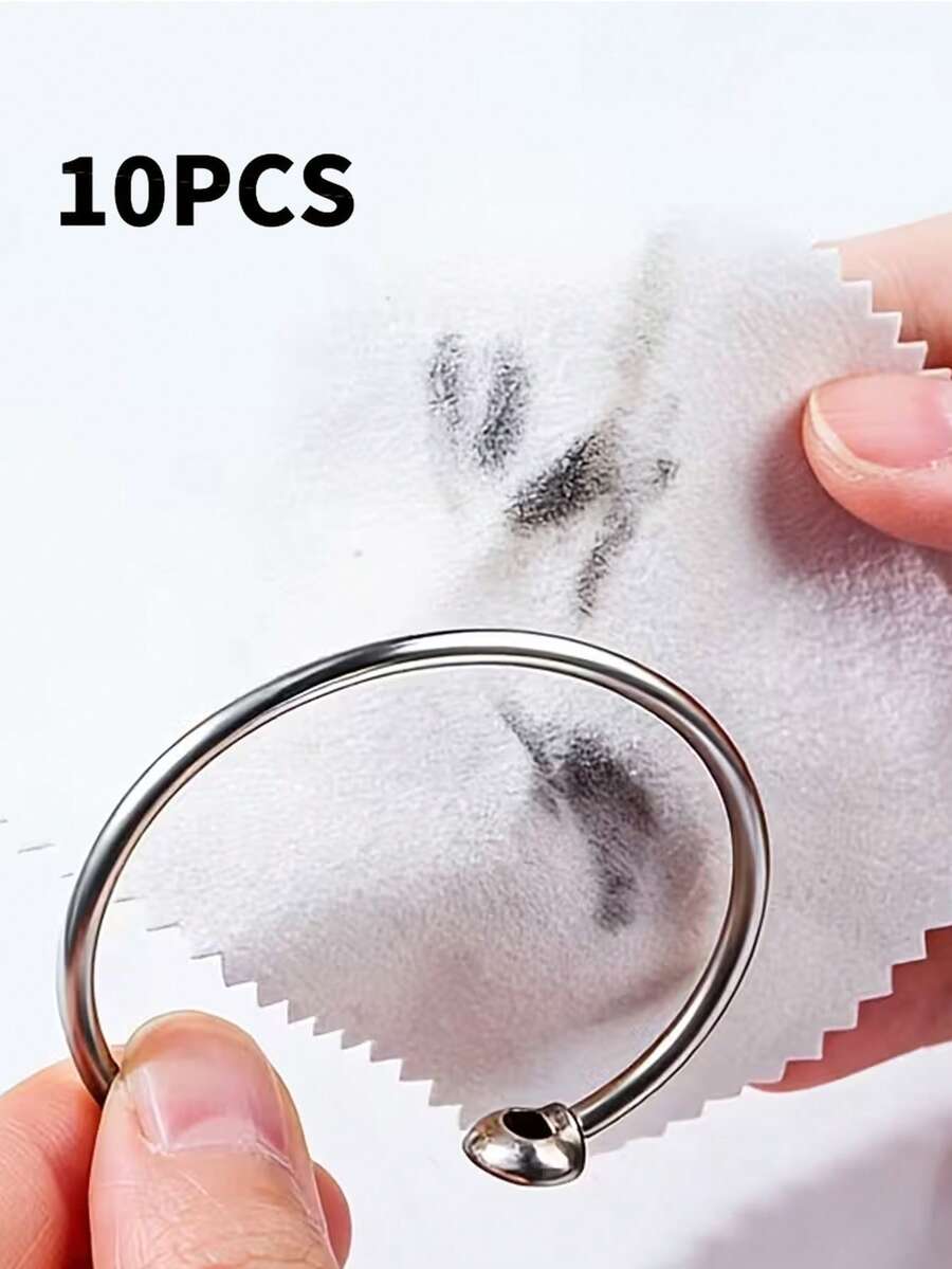 Bộ 10 khăn lau trang sức vàng/bạc/Khăn lau chống oxy hóa/Khăn lau đa năng dùng cho nhẫn, dây chuyền, vòng tay/Dụng cụ chăm sóc và đánh bóng trang sức/Trang sức bị đen? Chỉ cần lau và khôi phục! Khả năng làm sạch mạnh mẽ