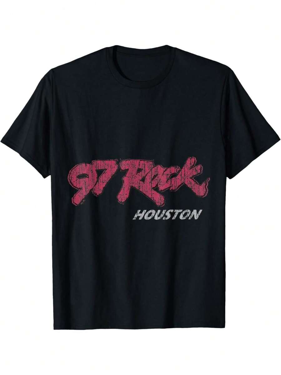 The 97 Rock Houston T-Shirt, With Its Crisp, Streamlined Cut, Creates A Clean And Vibrant Look When Worn. Its Relaxed Yet Flattering Silhouette Suits All Body Types, Offering A Style That Is Both Casual And With A Touch Of Elegance. - 黑色 - 查看 1