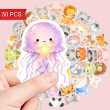 50pcs Cute Mini Animal Stickers, Cat & Dog Patterns, Suitable For Journals, Walls, Phone Decoration, DIY, Back To School School Supplies - A - View 2