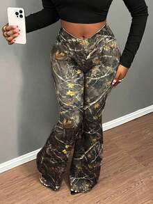 Nuevos Pantalones Acampanados De Talle Alto Con Envoltura En Color Sólido Simple Para Verano 2024 - Multicolor - Ver 3