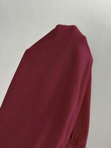 Blusa casual versátil con cuello alto y plisados para mujer - Burdeos - Ver 8