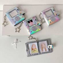 1pc Ins Style 2-Inch Holographic Colorful Keychain Photo Album, Idol Photo ID Card Holder, Mini Photo Sticker Album Pendant - Laser Photo Album - View 9