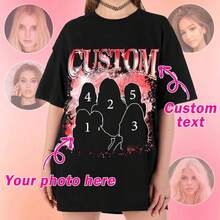 LucBuy Camisetas Personalizadas de Rap Pirata, Sudadera Extragrande con Texto y Fotos de Caras Retro Personalizadas, Cara Gráfica Cuello Redondo Casual Hombro Caído Sudaderas con Capucha Regalos - Estilo 5 - Ver 5