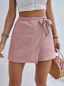 con decoración de lazo casual para señoras, part inferior de verano - Rosa vieja - Ver 6