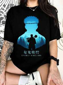 D-DemonSS S-SlayerS Himejima Stone Hashira Anime Graphic T-Shirt, T-Shirt For Manga Fans - Black - View 1