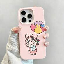 Monstruo rosa sosteniendo globos de colores alegremente.funda de teléfono Fundas compatibles con ,Apple,VIVO,OPPO,,, y Honor.Fabricadas en silicona TPU,ofrecen protección contra golpes y caídas. - Rosa - Ver 3