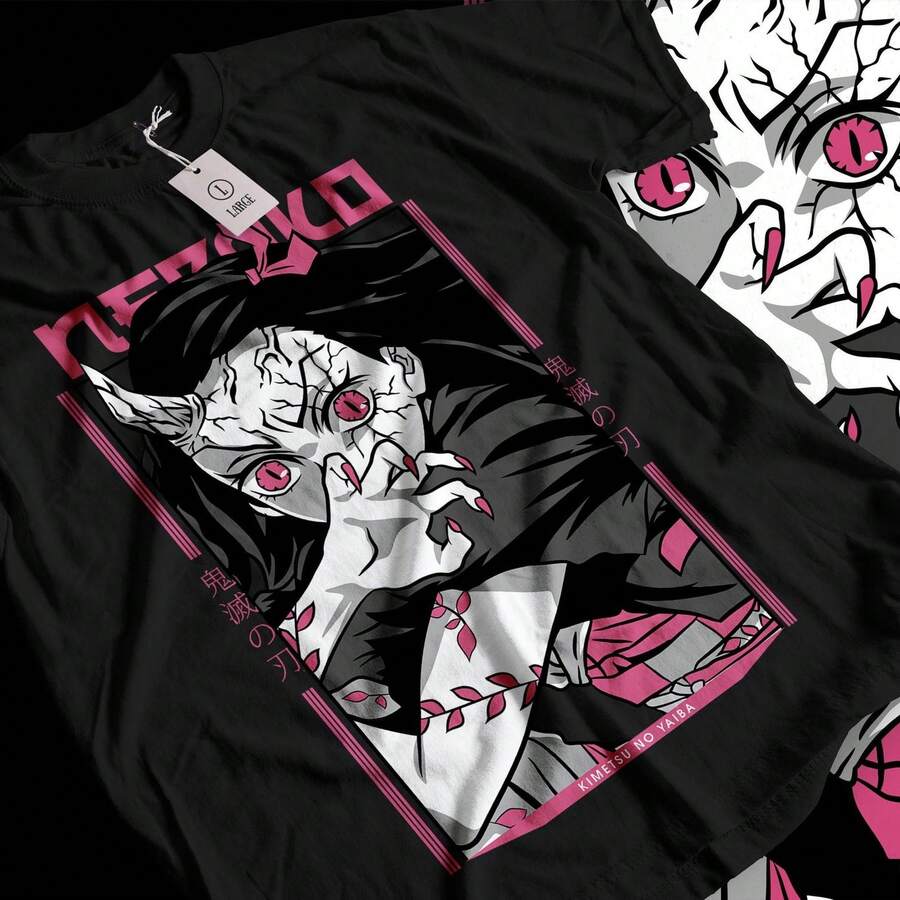 Camiseta anime, j1apanese Manga Graphic T1EE, UniS1ex Cotton Kimetsu no Yaiba N1ezuko Print220g Cla-ssic Cotton T-Shirt - UniS-ex - The Shirt You A-lways NeededSuitable for all people, whether woM-en or M-enhigh-quality durable fabric suitable for all seans,ft to the touch but built to lastBreathabletops woM.en fall outfiT.S for woM.en vaC.Ation outfiT.S woM.en Easter, St. Patrick's Day costume - Negro - Ver 1
