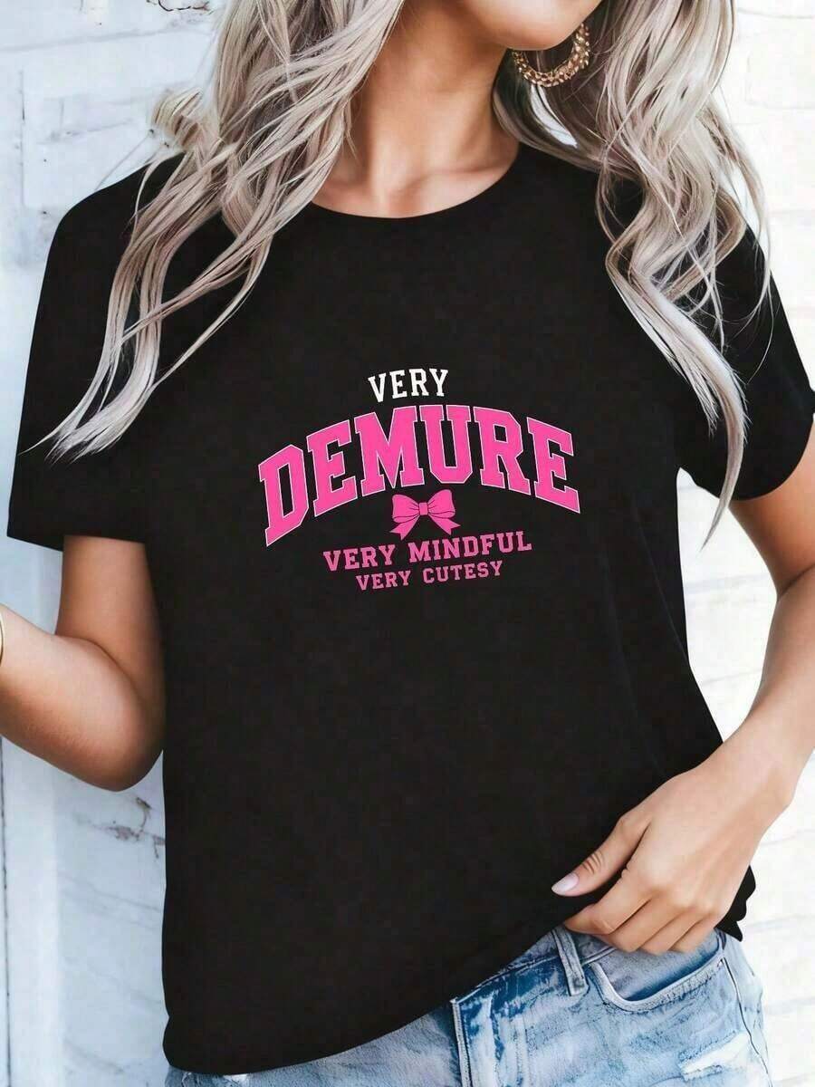 Pink Print T-Shirt For Valentine's Day, Casual For Women-2 - 軍綠色 - 查看 1