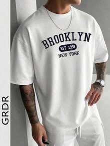 Camiseta de manga corta con cuello redondo y estampado de moda para hombre GRDR, diseño exquisito, esencial para el verano, fácil de combinar, resalta tu estilo. - Blanco - Ver 4