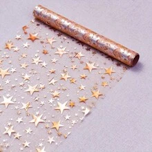1 Roll Rose Gold Large Star Mesh Polyester Table Runner, Suitable For Atmosphere Decoration, Tabletop Decor, Table Setting Arrangement, Independence Day, Juneteenth And Other Holiday Celebrations - View 9