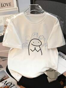 Camiseta de Mujer con Divertido Estampado de  Flork de Oración/Gratitud, Camiseta Blanca Versátil de Verano 2026 para Mujer, Top de Manga Corta con Arte Humorístico para Aliviar el Estrés, Diseño Original y Moderno de Media Manga. Camisetas para Mujer. - Blanco - Ver 1