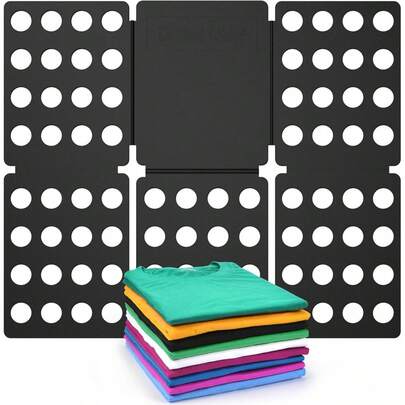 1pc Slouchy Clothes Folding Board, Made Of Thickened Plastic With Ventilation Holes, Foldable For Storage. Simple 3-Step Operation Achieves Neat And Even Folding. Suitable For T-Shirts, Shirts, Hoodies, Pants And Various Garments. Ideal For Home Closets, Student Dorms, Rental Houses And Clothing Stores To Organize Clothes, Improve Storage Efficiency And Save Folding Time.