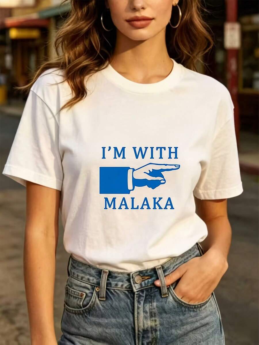 Fashionable Everyday T-Shirt "I'm With Maraca": 180g Casual T-Shirt--The Perfect Gift For Friends And Family, Ideal For Summer Music Festivals, Office Parties And Team-Building Events. - 白色 - 查看 1