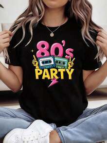 Women's Retro 90s Graphic T-Shirt - Vintage 90s Music Design I Love The 90s With Cassette Tape And 90s Icons - Lightweight T-Shirt For 90s Nostalgia Fans - 黑色 - 查看 1