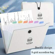Caja de almacenamiento de archivos Morandi de 8 cuadrículas A4, caja organizadora de archivos, disponible en múltiples colores, con cierre de hebilla, adecuada para la organización de archivos de oficina y escuela, moda y útiles de estudio - Conjuntos - Ver 7