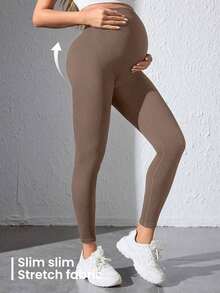 Leggings deportivos de maternidad negros sin costuras - Marrón - Ver 2