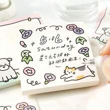 100张休闲主题卡通风格便签纸，无粘性，可爱猫狗图案，适用于会议记录、商务办公、学习备忘录、剪贴簿、计划本、冰箱贴，学生返校必备文具 - 均碼 - 查看 3