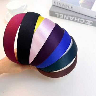 1pc Macaron Bright Color Solid Headband, 3cm Wide Padded Headband