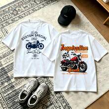 2-Piece Couple Matching Pattern T-Shirt, 100% Cotton, Loose Fit, Soft And Breathable, Casual Round Neck Short Sleeved Top Man With Sunglasses And Beard Woman With Floral Hair And Earrings Versatile Patterns No Picky Combinations Coordinated Dating Casual Travel Simple And Cartoonish Printing - 白色 - 查看 1