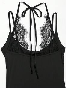 DEEKA Summer New Women's Fashion Sexy Interactive Lace Halter Bodysuits Black Elegant - màu đen - Xem 7