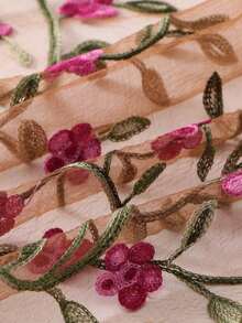 1件女士桃花蕾丝花卉刺绣头巾 - 桃花刺繡頭巾 - 查看 3