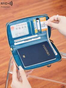 CHARM INFINITE 1pc High-Quality Travel Passport Holder-With Zipper, Holiday Essentials, Portable, Lightweight, , Stylish, For Home, For Outdoor, Daily Use - Multicolor - View 8