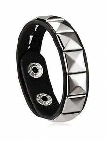 Bộ 4 vòng tay phong cách Punk Rock, vòng tay da đính gai, kiểu dáng thập niên 80, chất liệu da PU, trang sức thời trang Gothic cho Halloween dành cho nam và nữ. - màu đen - Xem 4