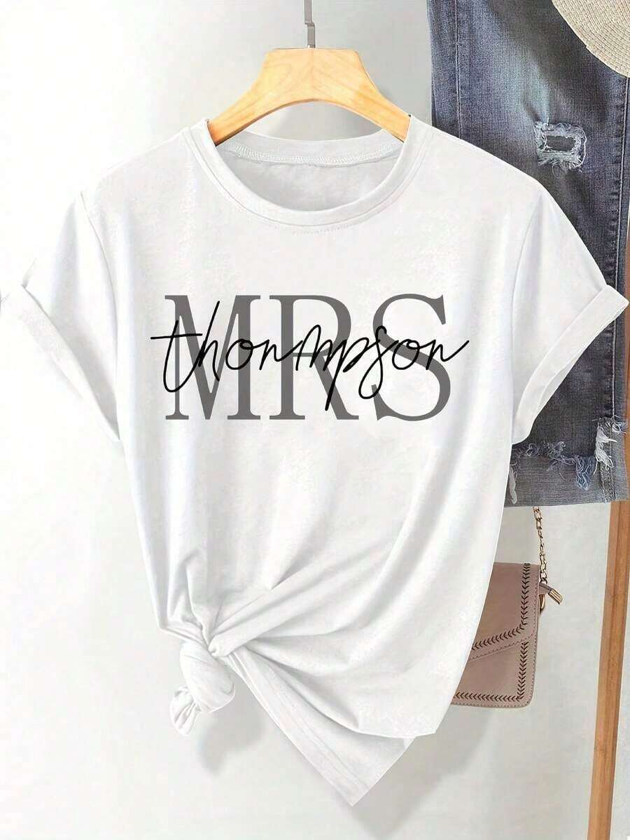 Women's Custom Printed Short Sleeve T-Shirt - Casual Short Sleeve Crew Neck Top, Machine Washable And Comfortable For All Seasons, Custom T-Shirt, Comfortable For Everyday Wear. - 白色 - 查看 1