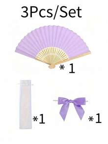 1/3/9/15/30/60件組 夏季紫色系列婚禮禮物扇子套組，女士摺扇，綠色蝴蝶結，透明沙包，婚禮派對裝飾，適合新娘禮物、生日派對伴手禮 - 彩色 - 查看 16