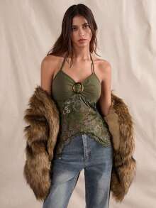 Blusa casual de mujer con cuello de corbata y estampado de anacardo, versátil para uso diario - Multicolor - Ver 3