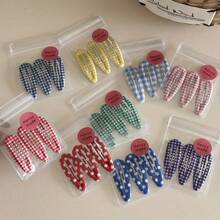 6pcs/Set Random Wavy Plaid Hair Clips, Y2K Polka Dot Hair Clips, Suitable For Bangs, Fashion Versatile, Great Daily Use Gift,Hair Claws,Bobby Pin - Multicolor - View 5