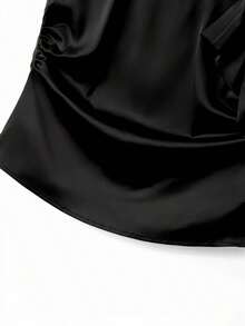 2026 Nueva Primavera/Verano Romántico Francés y Maduro Tela de Satén Lujoso Suave Camiseta de Perlas con Decoración de Lazo, Diseño Minimalista Elegante pero Sexy Blusa sin Mangas para Mujer - Negro - Ver 4