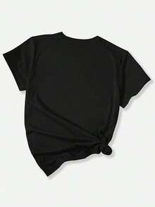 Nueva Camiseta de Moda para Mujer con Cuello Redondo, Estilo Moderno y Minimalista, Camiseta de Manga Corta con Estampado de Todo Saldrá Bien, Diseño de Pájaro Curador, Cuello Redondo, Moda Casual, para el Trabajo y Uso Diario, Estilo Retro para Otoño e Invierno. Top de mujer fresco, lindo y elegante, estilo deportivo, camiseta de algodón con cuello redondo. Diseño versátil, casual para el día a día, para el verano. - Negro - Ver 3