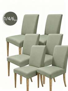 1/4/6pcs Milk Silk High Backrest Chair Covers, High Elasticity Dust-Proof Universal Fit For Living Room, Dining Room, Bedroom, Study, Outdoor, Removable & Washable - Olive Green - View 10