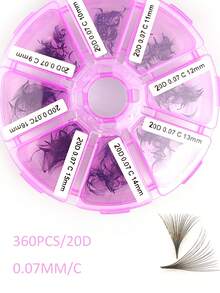 360 pcs 500 pcs 1000 pcs Bulu Mata Lepas Gugusan 10D 20D Panjang 9-16mm Ketebalan 0.07 C Curl Ekstensi Bulu Mata Lepas Berbagai Pilihan Gugusan Bulu Mata Buatan Tangan Terjangkau/ - C - View 6
