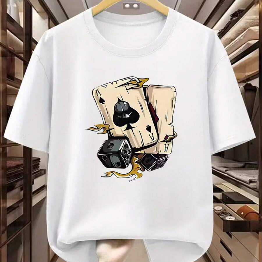 Printed T-Shirt For Men And Women - 白色 - 查看 1