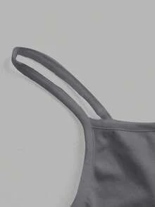 1 pieza Camiseta sin mangas casual y sexy color burdeos para mujer, adecuado para el verano - Gris - Ver 4