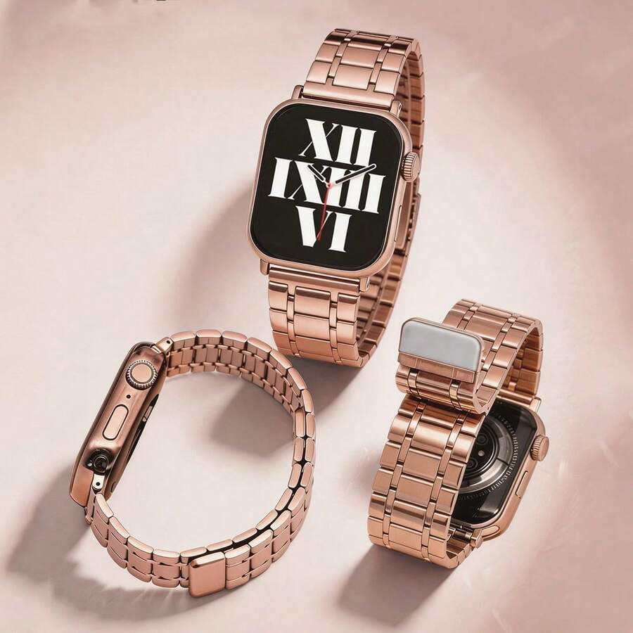Huastonband 1件磁吸式不鏽鋼金屬手錶錶帶，相容於 38mm/40mm/41mm/42mm/44mm/45mm/49mm/46mm，適用於 Ultra/SE/S10/S9/8/7/6/5/4/3 系列。佩戴舒適，適合所有季節。智慧手錶配件錶帶，女性配件夏季海灘派對、母親節、畢業季、返校學生同學禮物