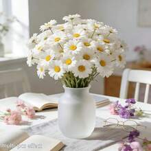 6朵優雅白色仿真菊花，逼真小菊花。高品質仿真花材，適用於DIY婚禮花束、手工花環、新娘手捧花、墓地裝飾、居家餐桌裝飾、臥室與客廳裝飾、生日派對布置、花瓶插花、母親節禮物、戶外庭院裝飾、花藝布置等。本產品不含花瓶容器。 - 彩色 - 查看 7