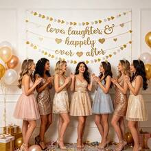 Soon To Be Mr & Mrs Banner, Suitable For Bridal Shower Decor, Pre-Wedding Gold Glitter Decoration, Bachelorette Party, Engagement Celebration - A - View 4