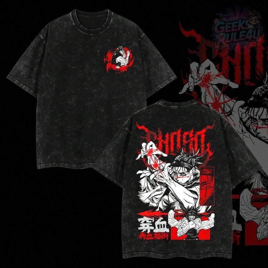 GeeksRule4U Choso Anime T-Shirt, 100% Premium Cotton, Loose Fit, Sizes S-5XL, Classic American Style, 230 G/M² Z9WK - 黑色 - 查看 1