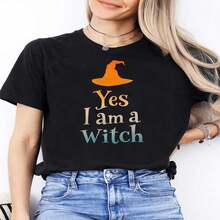 Fashionable Casual T-Shirt For Women With A Round Neck And Short Sleeves, Ideal For Everyday Wear And Sports. Features A Striking Magician Hat Print Design, Perfect As A Gift For Friends And Family. - 藍色 - 查看 1