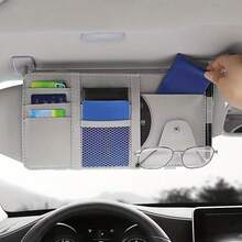 Multi-Functional Car Sun Visor Storage Clip, Universal Car Sun Visor Storage Rack - Multi-Pocket Zipper Storage Bag, Can Store Credit Cards, Driving License, Glasses, Etc., Suitable For All Cars, Trucks, SUVs, Car Storage Accessories - A - View 4
