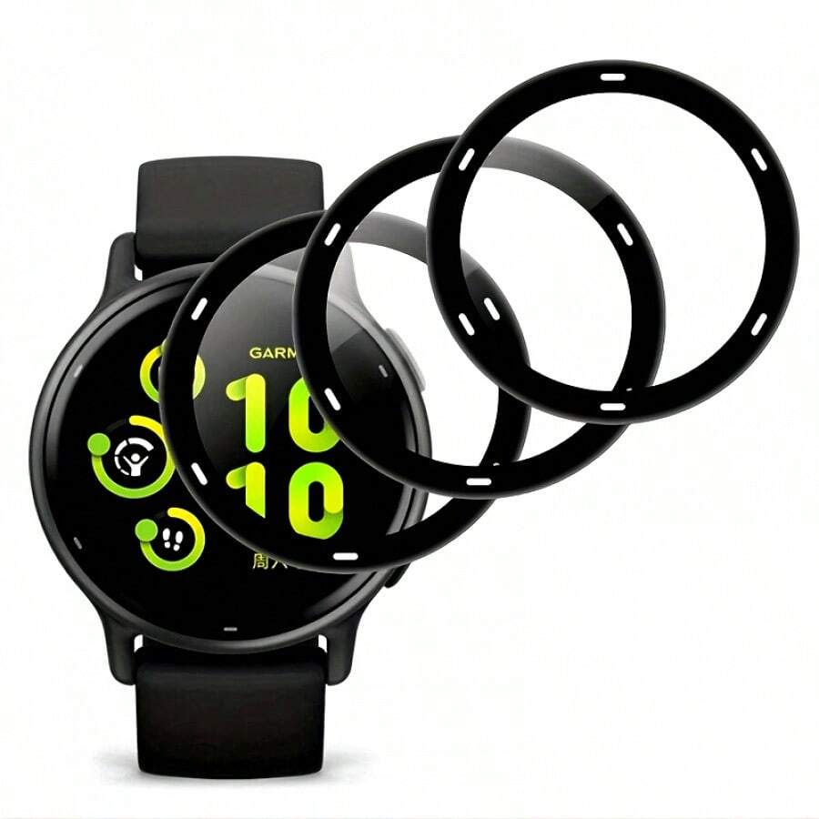 适用于 Vivoactive 5/Vivoactive 6 的 3 片装 3D 曲面全覆盖软屏保护膜，超清晰、轻薄贴合、触控灵敏