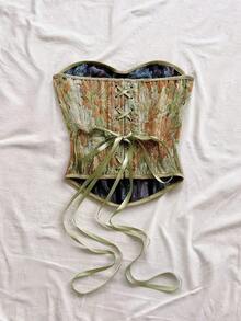 Blusa de tirantes con estampado floral vintage bohemio, elegante y tropical, ideal para vacaciones, boda en la playa, graduación, brunch, Día de San Patricio, Spring Break, Pascua, festivales de música, otoño/invierno - Verde - Ver 2