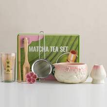 1件/7件套莲花口抹茶茶具套装，包含抹茶碗、抹茶筅、茶漏、抹茶杯、搅拌棒、茶匙、茶碗套装、抹茶冲泡工具、甜点和饮品制作工具、日式礼盒、松金抹茶搅拌套装、抹茶爱好者礼物、返校套装、节日礼盒 - 彩色 - 查看 12