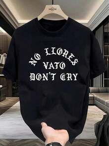 Camisetas para Hombre en Oferta - Camiseta Chicana Street con Estampado Bilingüe 'Don't Cry Homie' y 'Don't Cry Latin Culture' - Negro - Ver 1