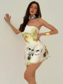 Vestido mini de moda de unicolor sin mangas para mujer - Amarillo claro 2 - Ver 7