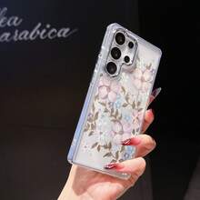 Funda para teléfono: Funda transparente con marco chapado y diseño floral rosa para Galaxy S22 S23 S24 S25FE/Ultra/plus/edge, A16 A26 A36 A53 A56, para Moto G15 G23 G32 G34 G45 G55 G60 G73 G75 G84, Pixel 3/4/5a, y  17 Air/17, 16E/15 14 13 12 Promax/plus.Adecuado para varios modelos de : 17, 16, 15, 14, 13, 12, 11, Plus, Air, Pro Max. - Transparente plateado - Ver 4